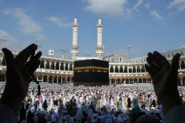 A muslim reciting dua in Holy Mosque, during Hajj