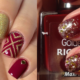 7 Simply Adorable Dark Red and Gold Nail Art Designs
