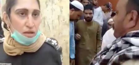 Lady police thrashed by a mob in karachij jumma prayer