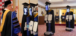 students use robots graduation