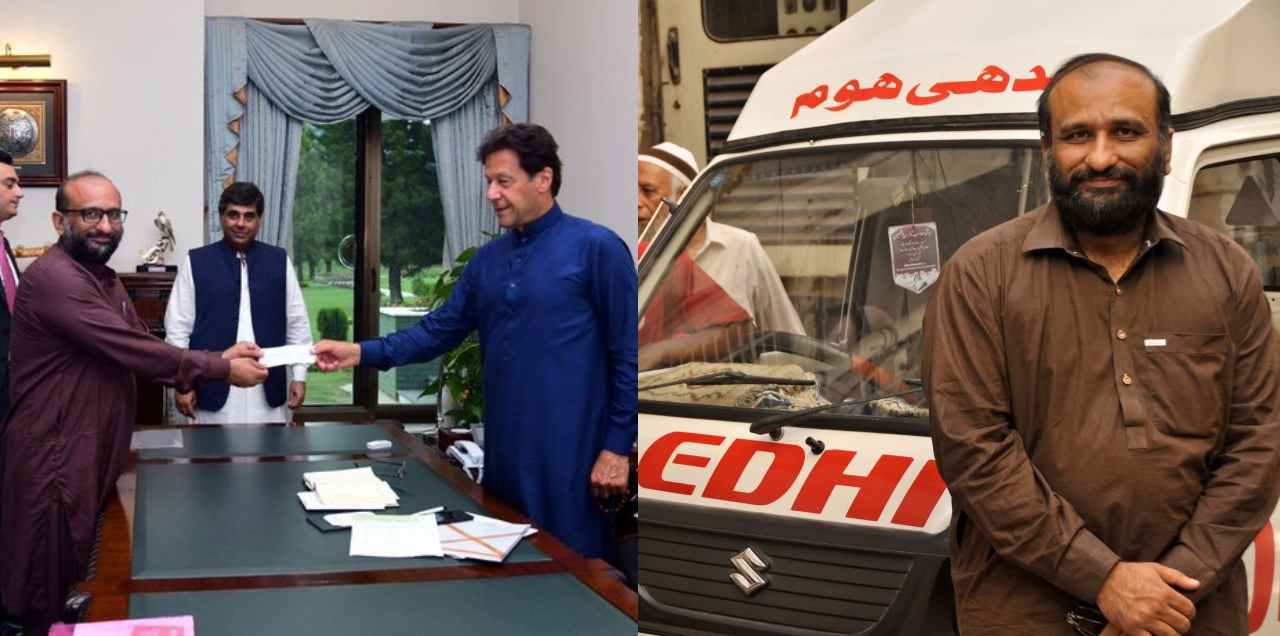 Faisal Edhi donation to Imran Khan