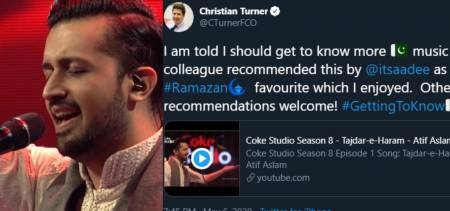 Proud Moment: UK High Commissioner Picks Atif Aslam’s Tajdar-e-Haram On Twitter