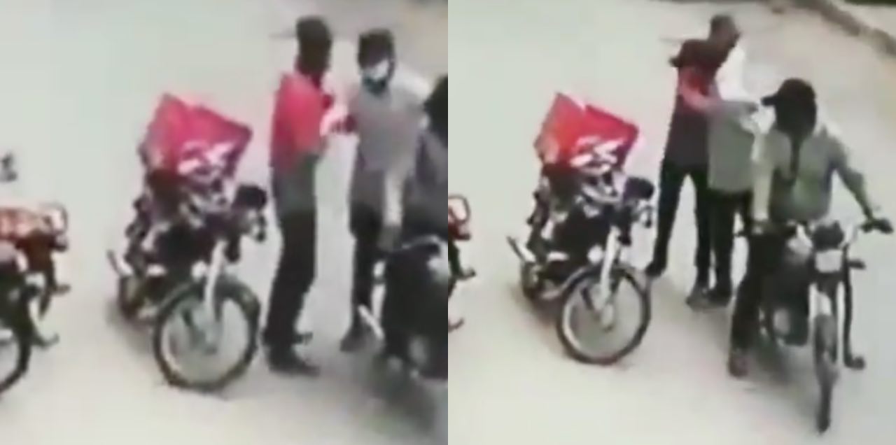 robbers hugs delivery boy