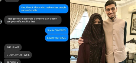 Obnoxious Stanger DMs Husband Schooling Him For Showing Hijabi Wife's Eybrows!
