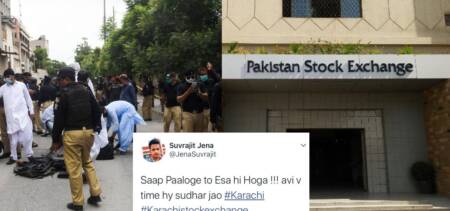Pakistan stock exchange attack Indian react Twitter