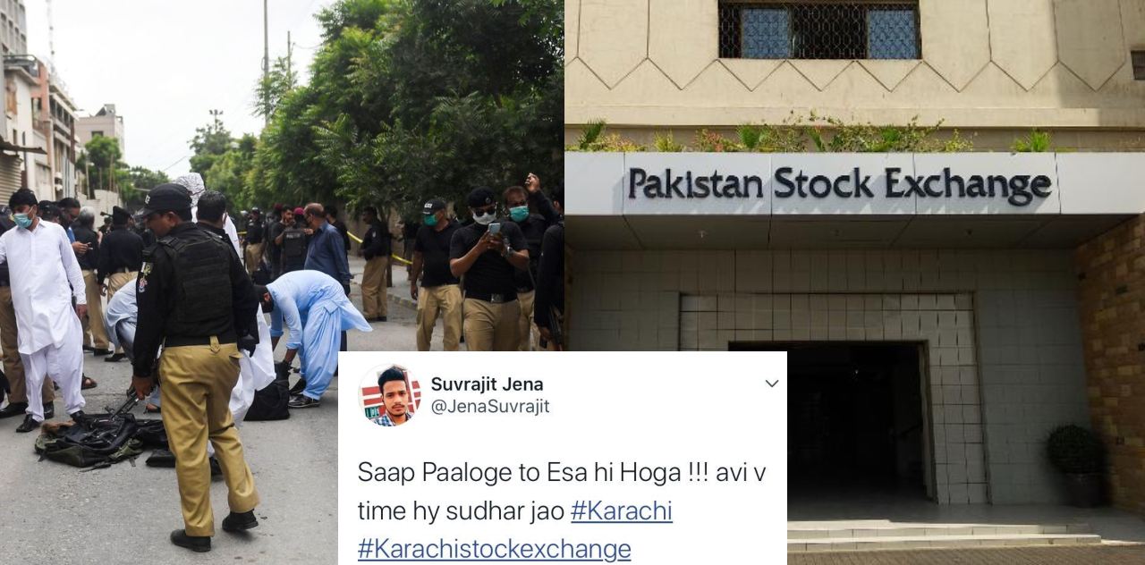 Pakistan stock exchange attack Indian react Twitter