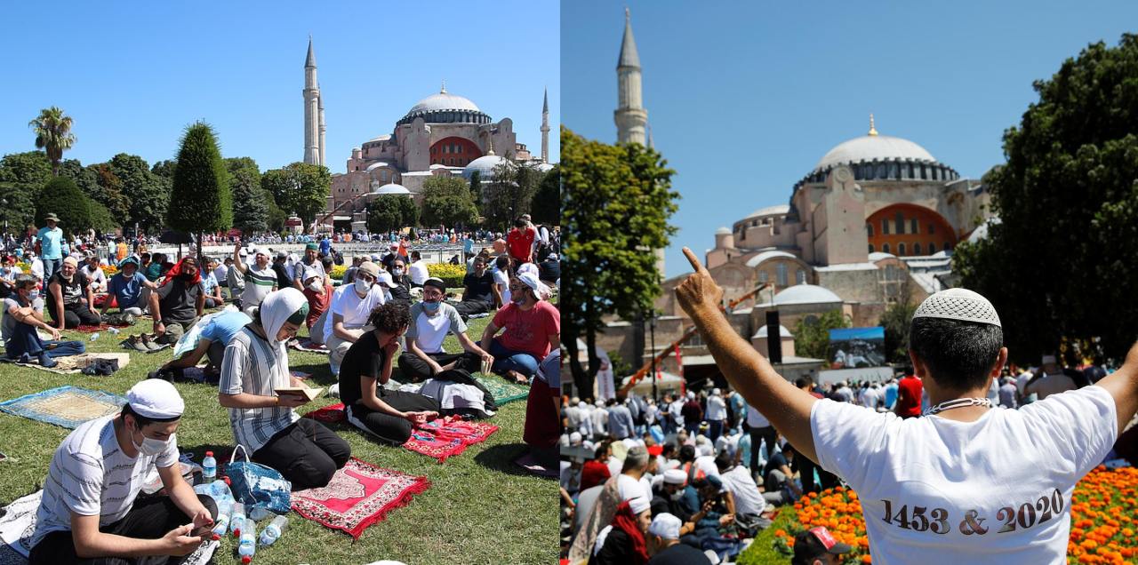 muslims perform first friday prayer at turkey s hagia sophia mosque in 86 years