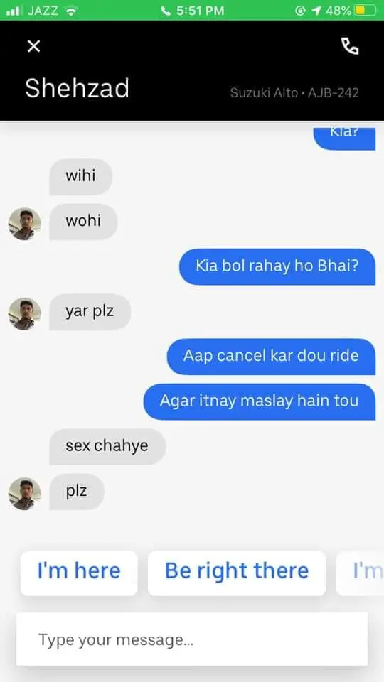 Chat Reveals How An Uber Driver Harassed Two Girls While Booking A Ride In Karachi