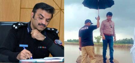 DC Shikarpur policeman umbrella