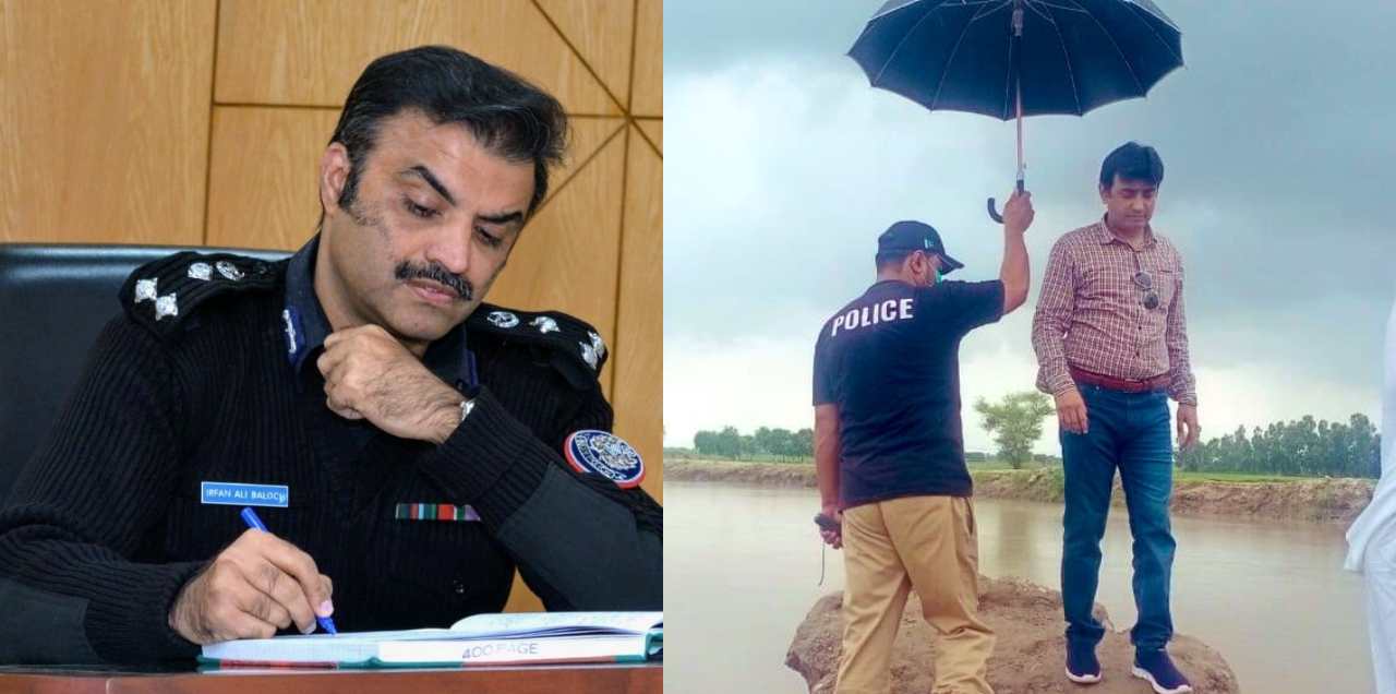 DC Shikarpur policeman umbrella