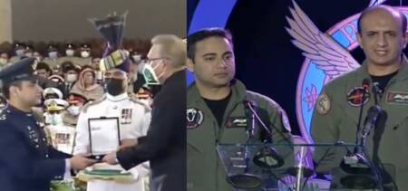 PAF Pilots Hasan Siddiqui & Noman Ali Khan Recieve Military Honors for Shooting Down Indian Jet