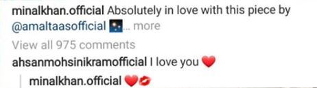 The actress has sparked dating rumors with co-star Ahsan Mohsin Ikram as they both showers love on each other on social media as well.