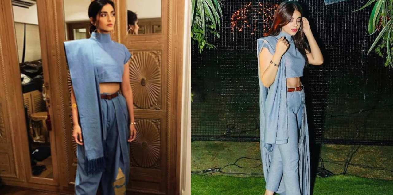 Sonam Yashma gill wore denim saree