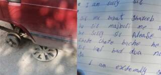 Thief Leaves Apology Letter Stealing Car Tyres