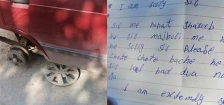 Thief Leaves Apology Letter Stealing Car Tyres