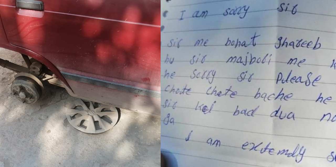 Thief Leaves Apology Letter Stealing Car Tyres