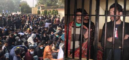 police arrest students protest on-campus exams