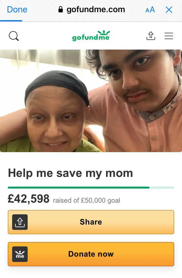 gofundme app mom cancer 