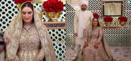 bakhtawar bhutto wedding dress gold diamonds