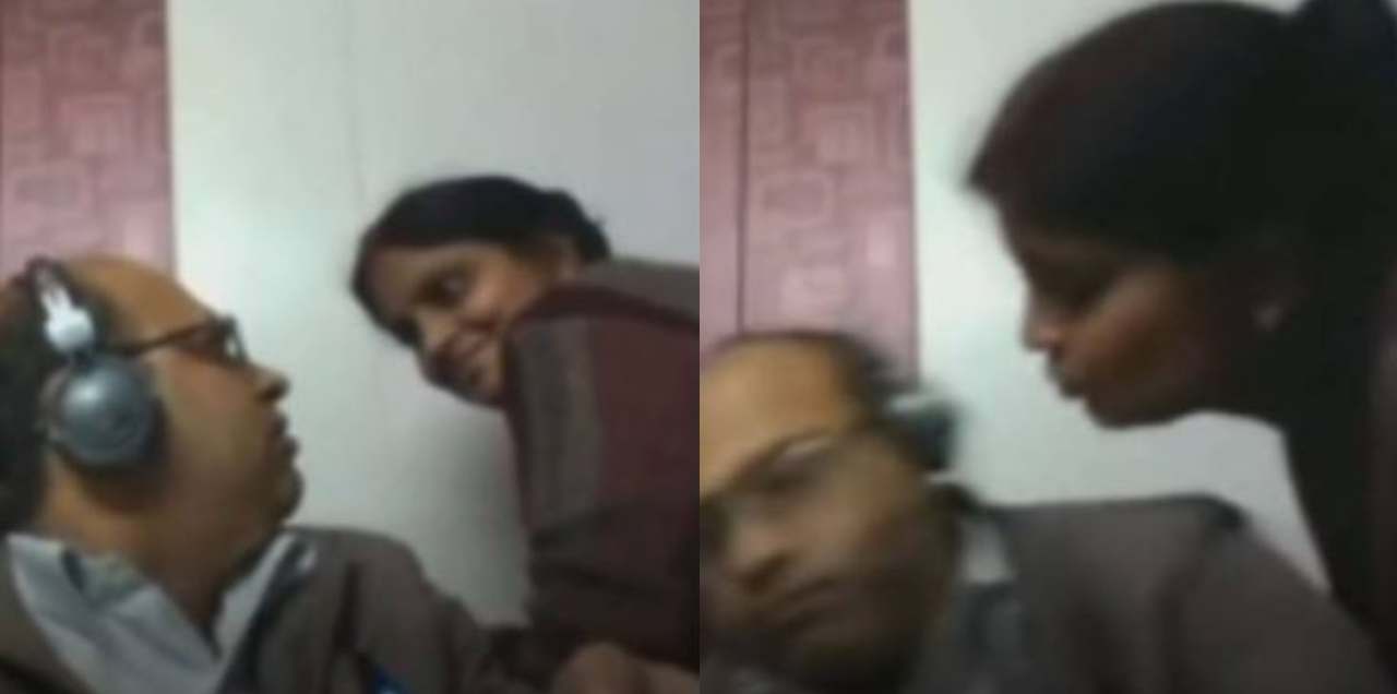 professor wife kissing during zoom class