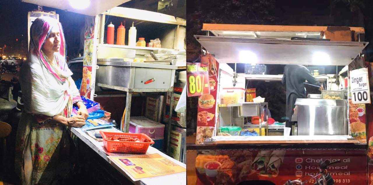 woman selling burger