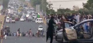 exams protestors faizabad damage vehicles