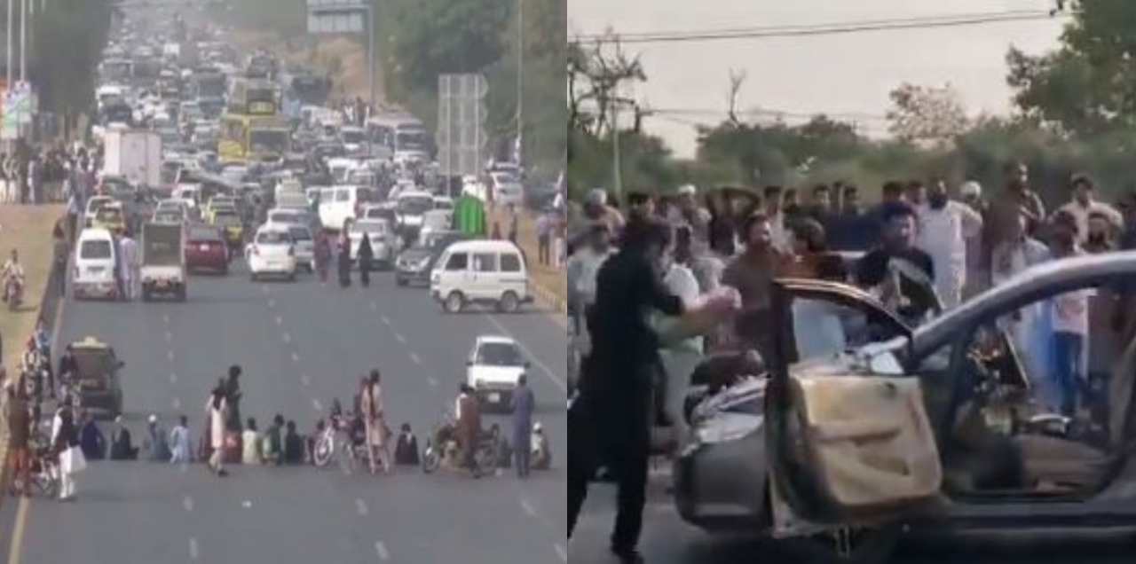 exams protestors faizabad damage vehicles