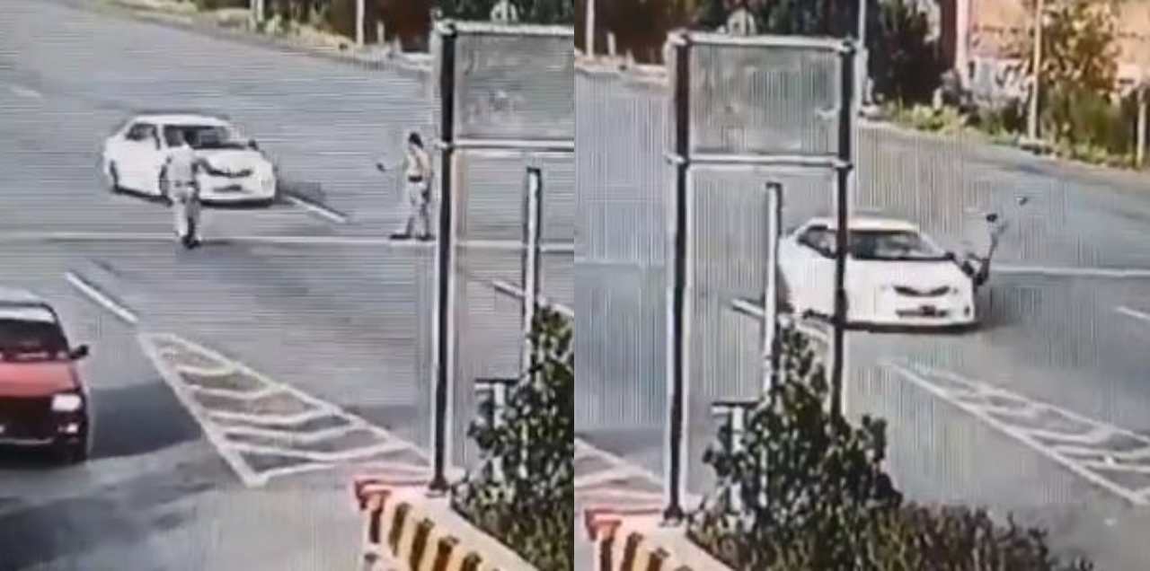 Overspeeding Car runs Peshawar Policeman