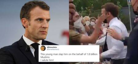 french president macron slapped