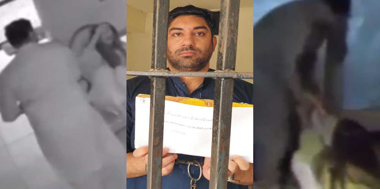 man torturing wife kid