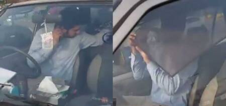 woman exposes man followed car
