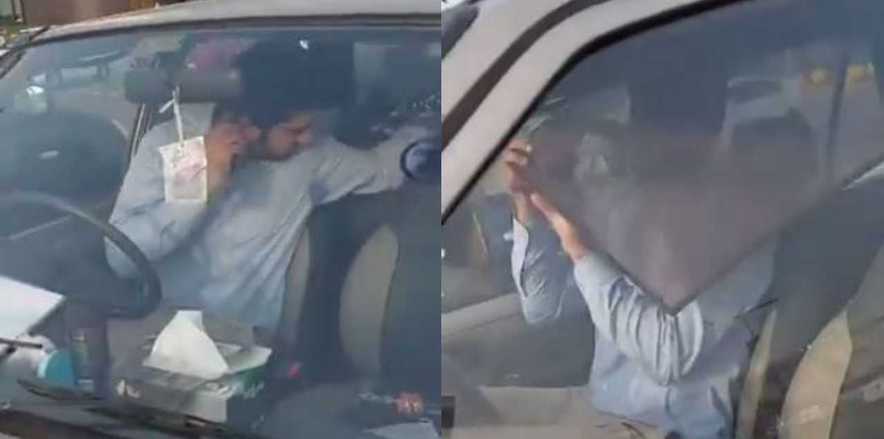 woman exposes man followed car