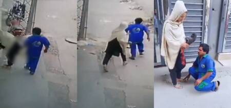 Woman thrashes man