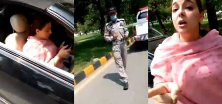 woman misbehaves with cop in islamabad