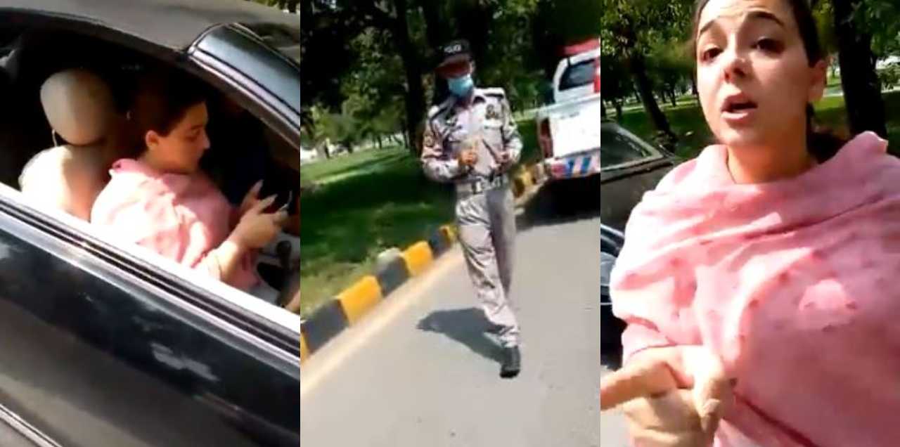 woman misbehaves with cop in islamabad