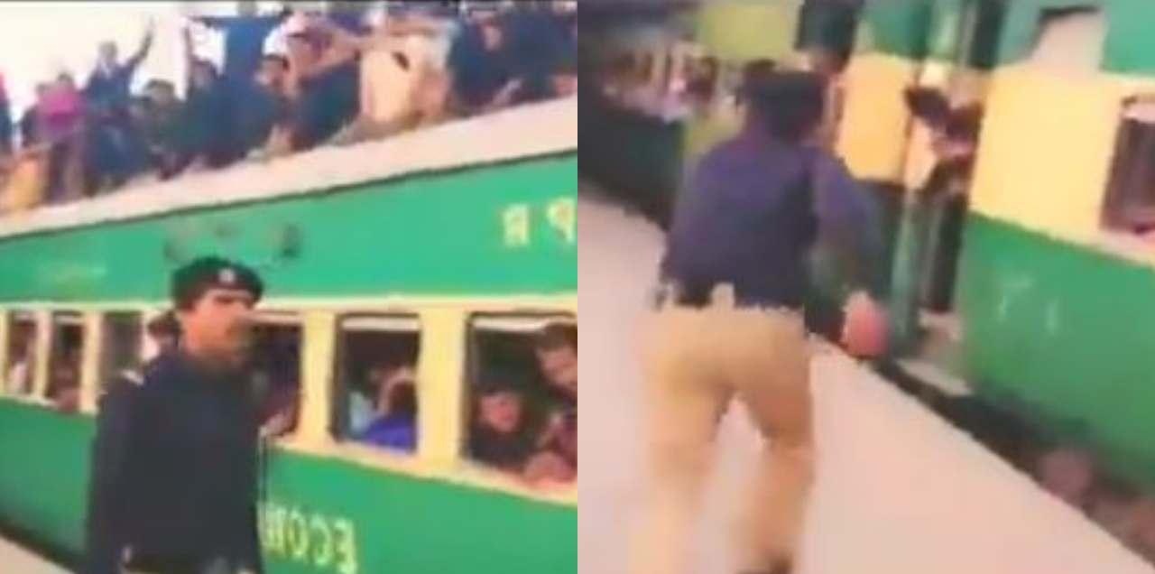 cop saves man train