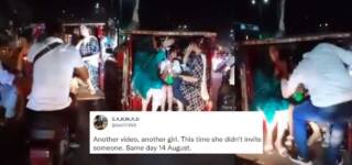 man harassed kissed girl rikshaw