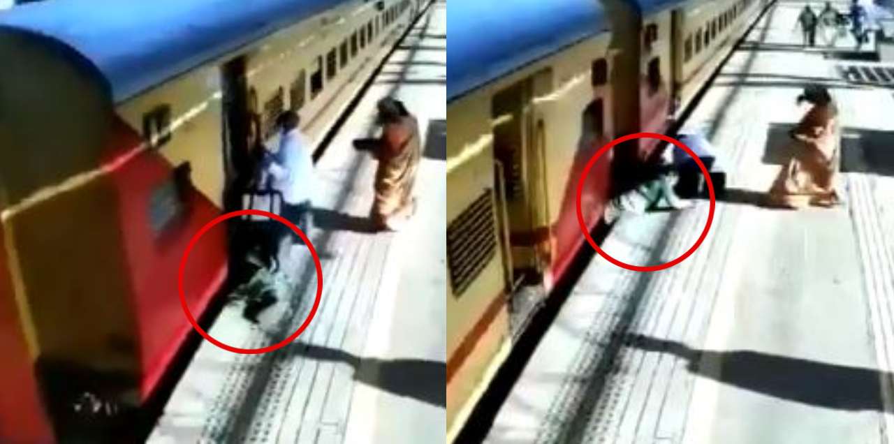woman comes under moving train