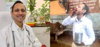indian doctor eats cow dung