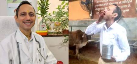indian doctor eats cow dung