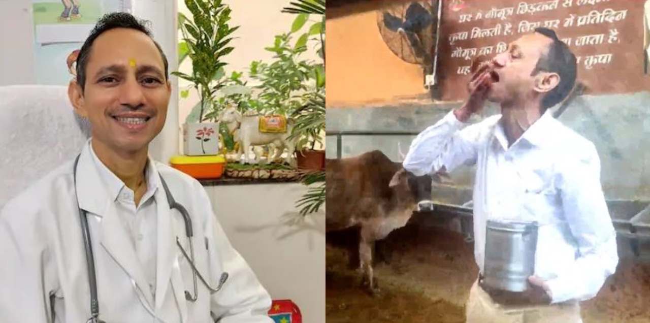 indian doctor eats cow dung