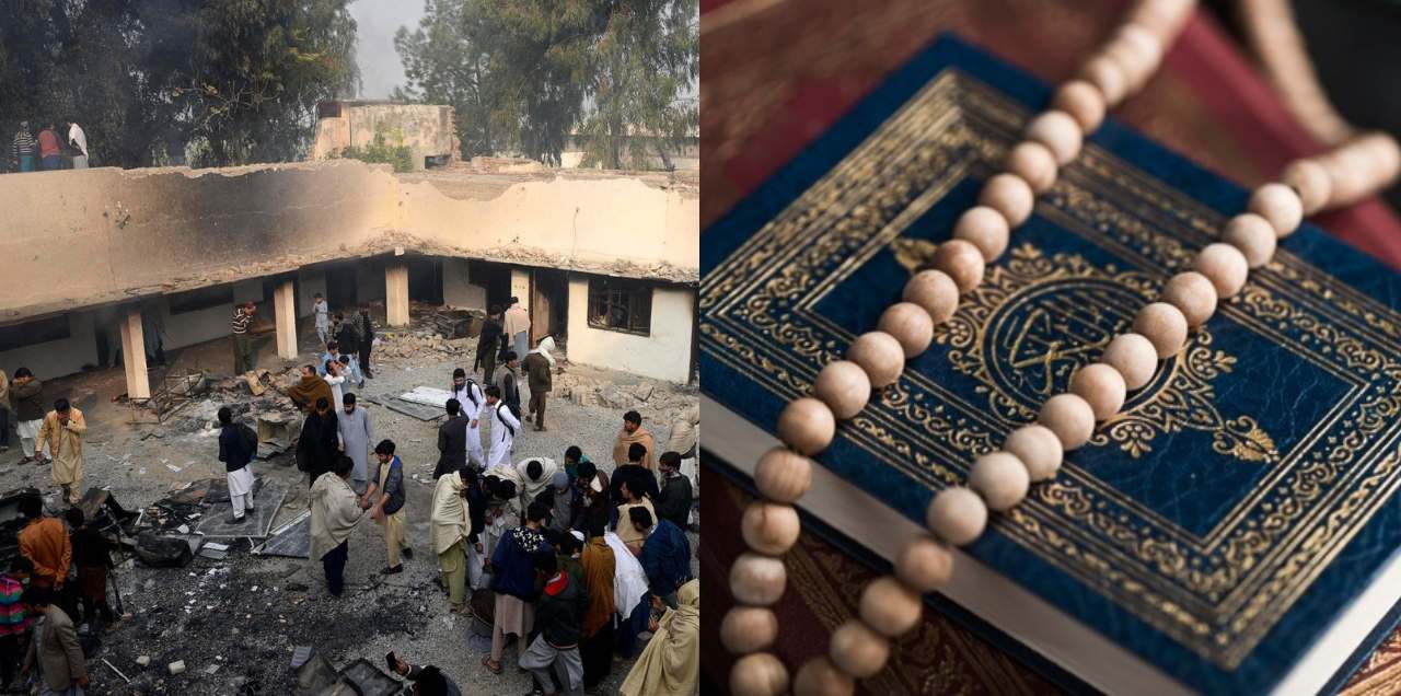 mob fire charsadda police station quran
