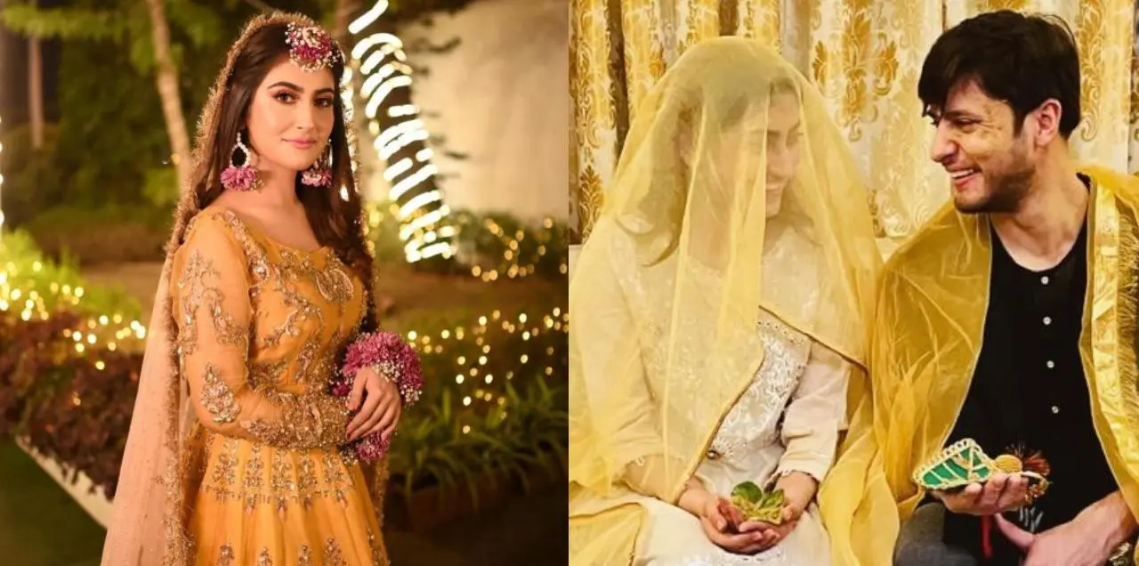 In Pictures: Hiba Bukhari &amp; Ahmed Arez Kick Off Wedding Festivities With Glittering Mayoun