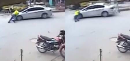 Driver Runs Over traffic cop