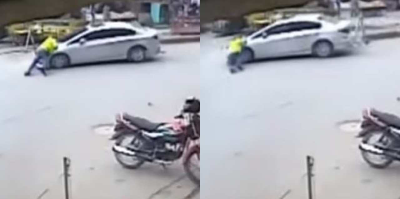 Driver Runs Over traffic cop