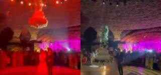 wedding cake sword ceiling