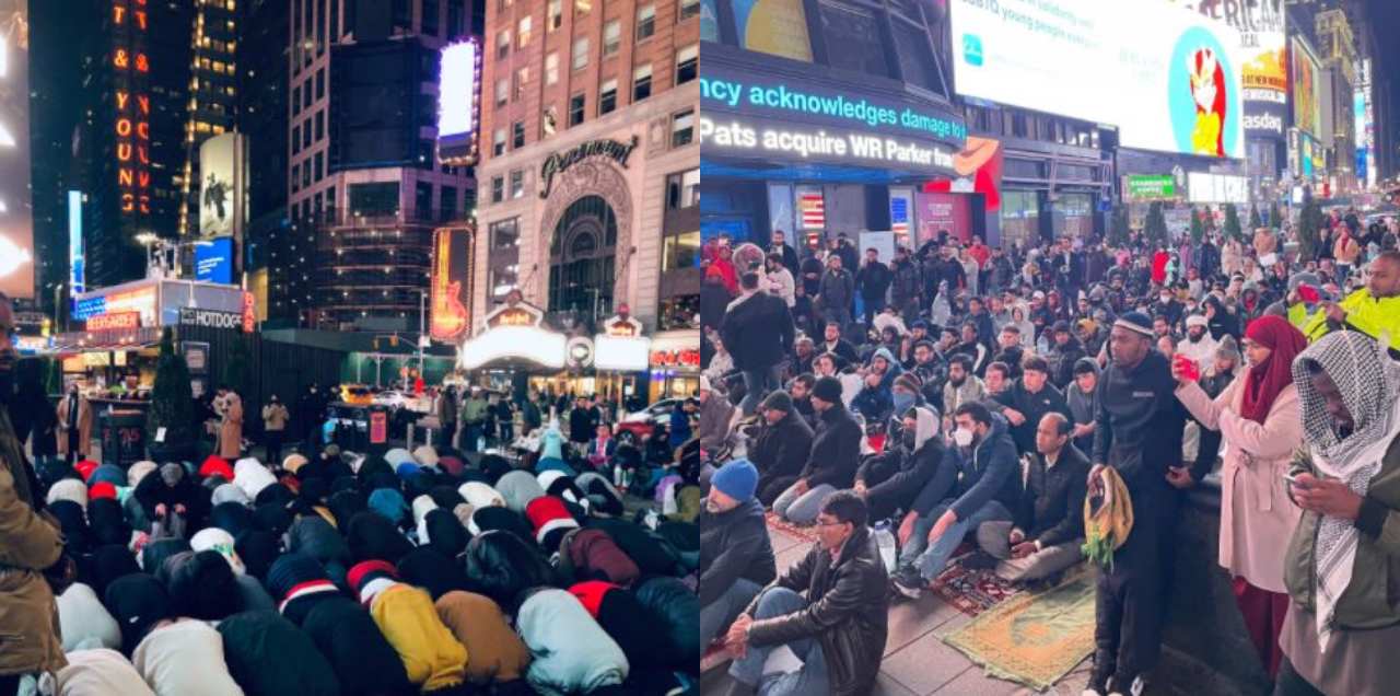 WATCH Times Square Hosts Taraweeh Prayers For The First Time Ever