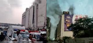 10 people died and 22 were injured in a fire at an RJ Mall on Rashid Minhas Road in Karachi